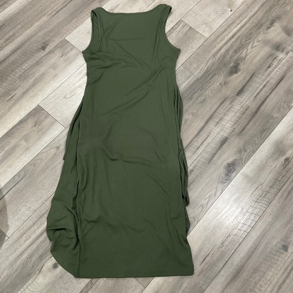 Cider Olive Green Midi Dress with Waist Tie - Picture 8 of 8